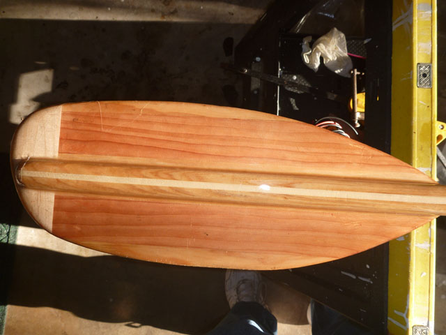 DIY wooden paddle for fishing kayak, back side